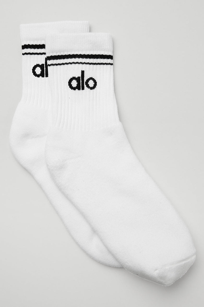 Chaussettes mi-hautes Throwback (unisexe) – Blanc/Noir