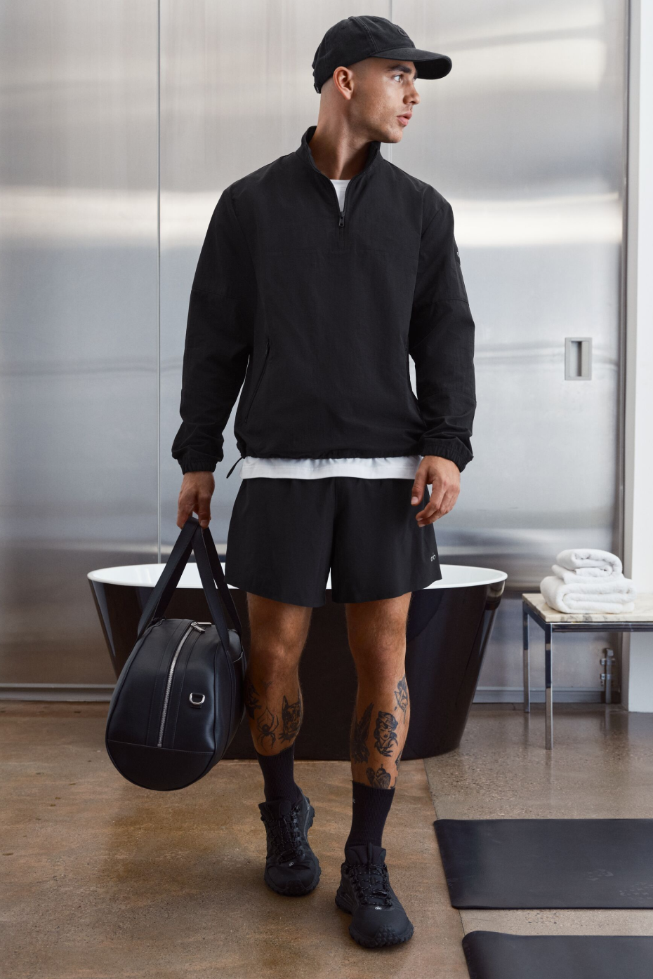 Coupe-vent demi-zip léger Takeaway Track – Noir
