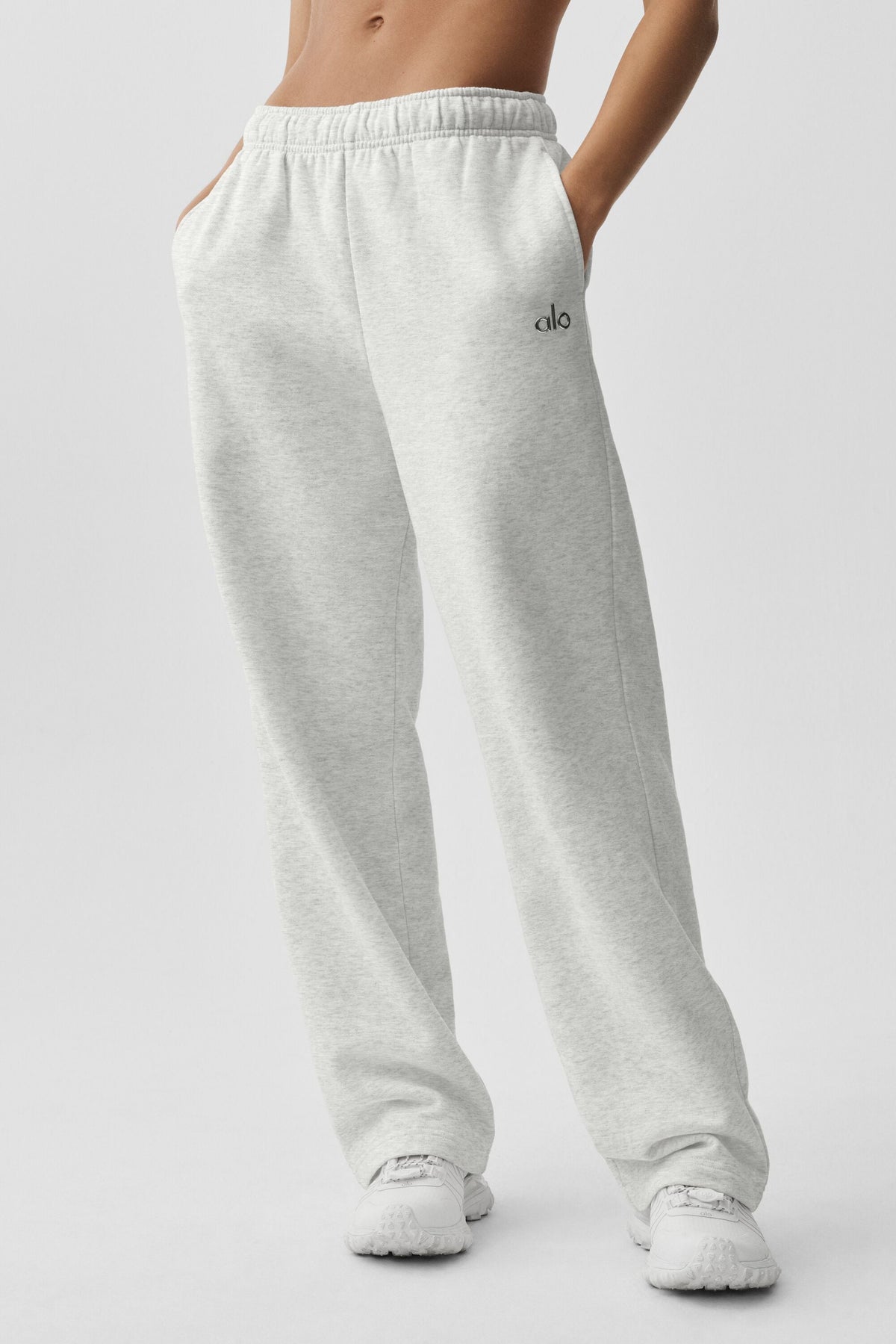 Jogging jambe droite Accolade – Blanc chiné